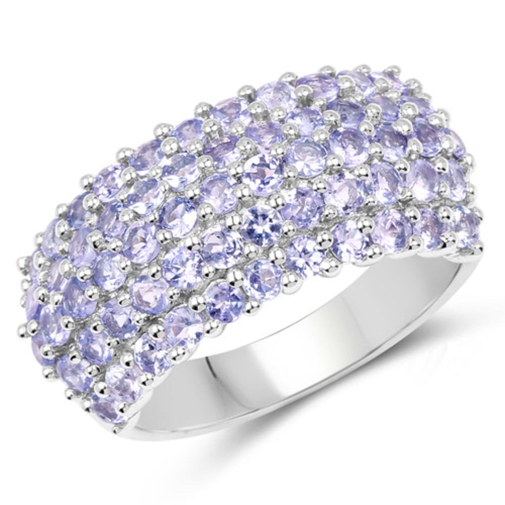Genuine Round Tanzanite Ring in Sterling Silver Size 6.00 by Bonyak Jewelry