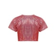 thumbnail image 2 of YiZYiF Girls Shiny Dance Top Metallic Short Sleeve Athletic T-shirt Dancewear, 2 of 7