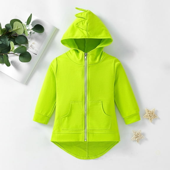LFEOOST Spring Fall Spikes Hoodie Sweatshirt Jacket Outfit Zipper Outerwear Clothes for 1-6 Years Baby Toddler Little Boys Girls Green 4Y