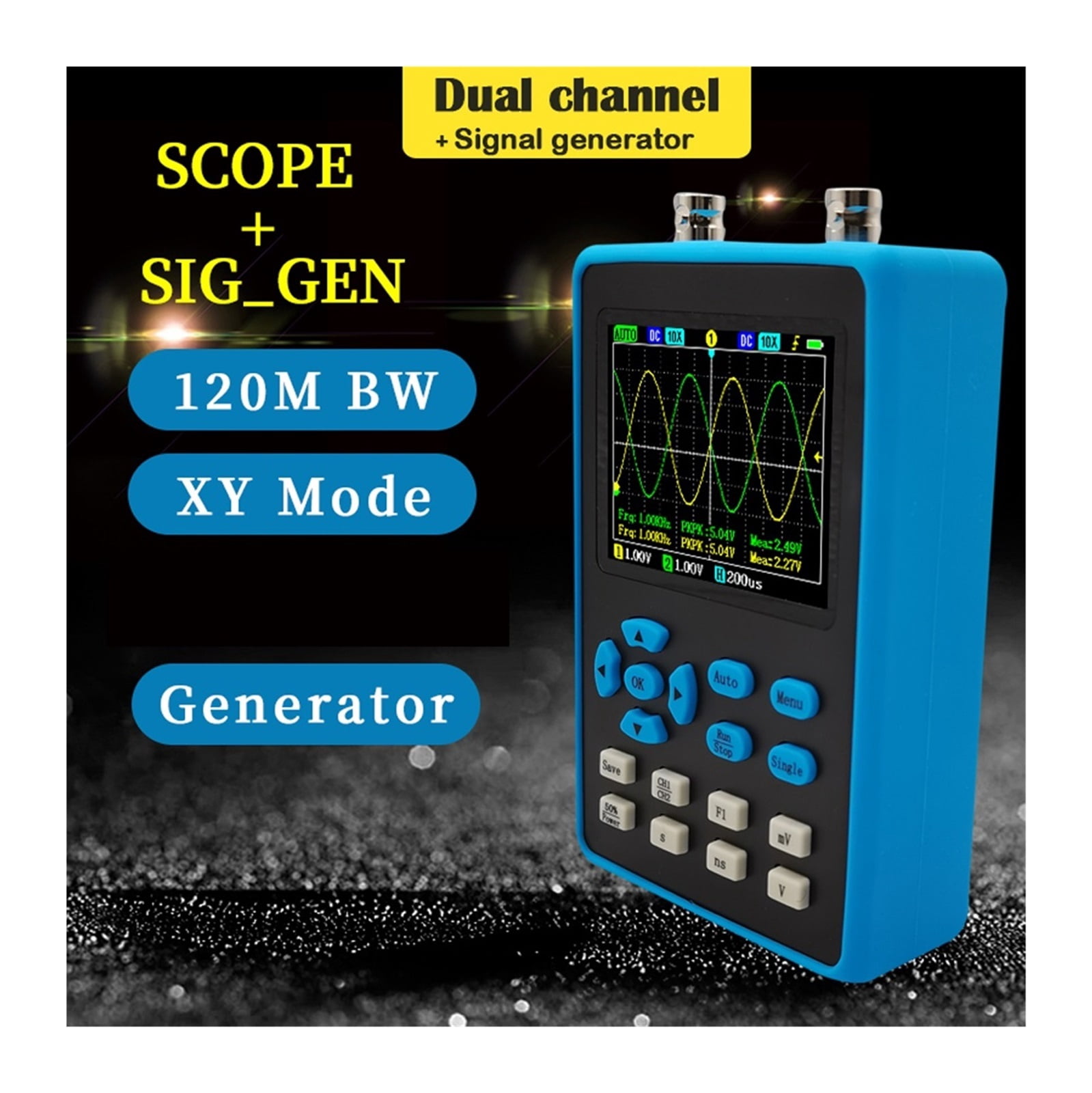 120M Bandwidth Digital Oscilloscope 500MSa/s Sampling Rate With Dual Channel FFT Spectrum Analysis Oscilloscope ,Professional Designed