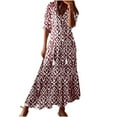 thumbnail image 2 of Kctiaxy Sundresses for Women Fashion Casual V Neck Short Sleeve Maxi Dresses Loose Fits Printed Flowy Beach Dresses Mothers Day Gifts, 2 of 8
