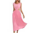 thumbnail image 2 of Lenago Robes d'Été Grande Taille pour Femmes Mode Femmes Robe d'Été Col Rond Robe de Poupée Imprimé à Pois Robe Plissée Sans Manches Robes de Plage de Fête en Liquidation, 2 of 6