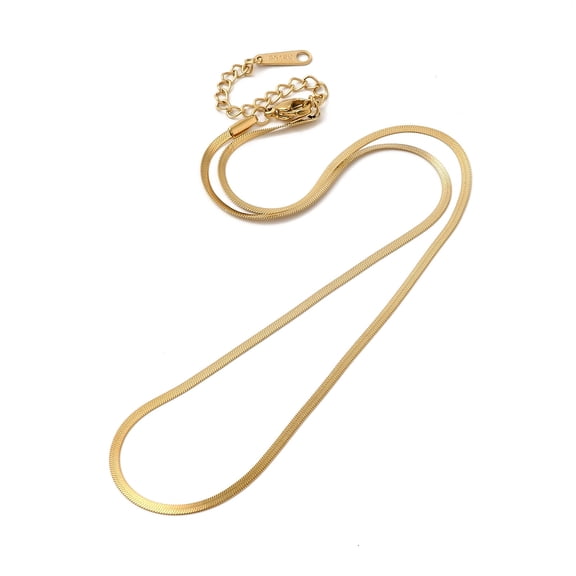 5pc Ion Plating(IP) 304 Stainless Steel Herringbone Chain Necklace for Women Real 14K Gold Plated 16.42 inch(41.7cm)
