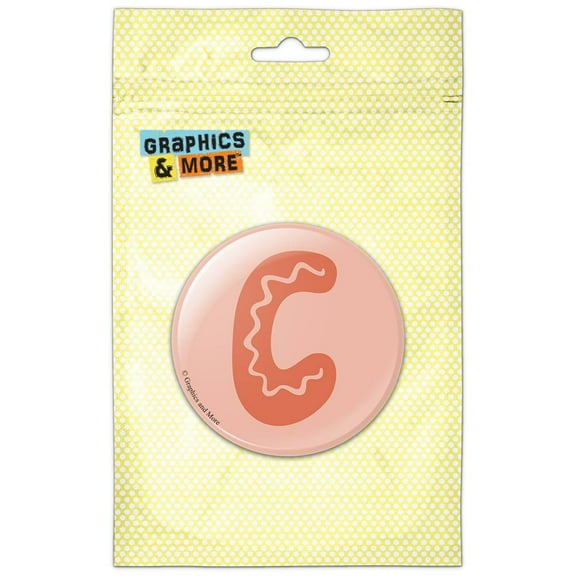 Fun Bubbly Letter C Salmon Alphabet Pinback Button Pin Badge