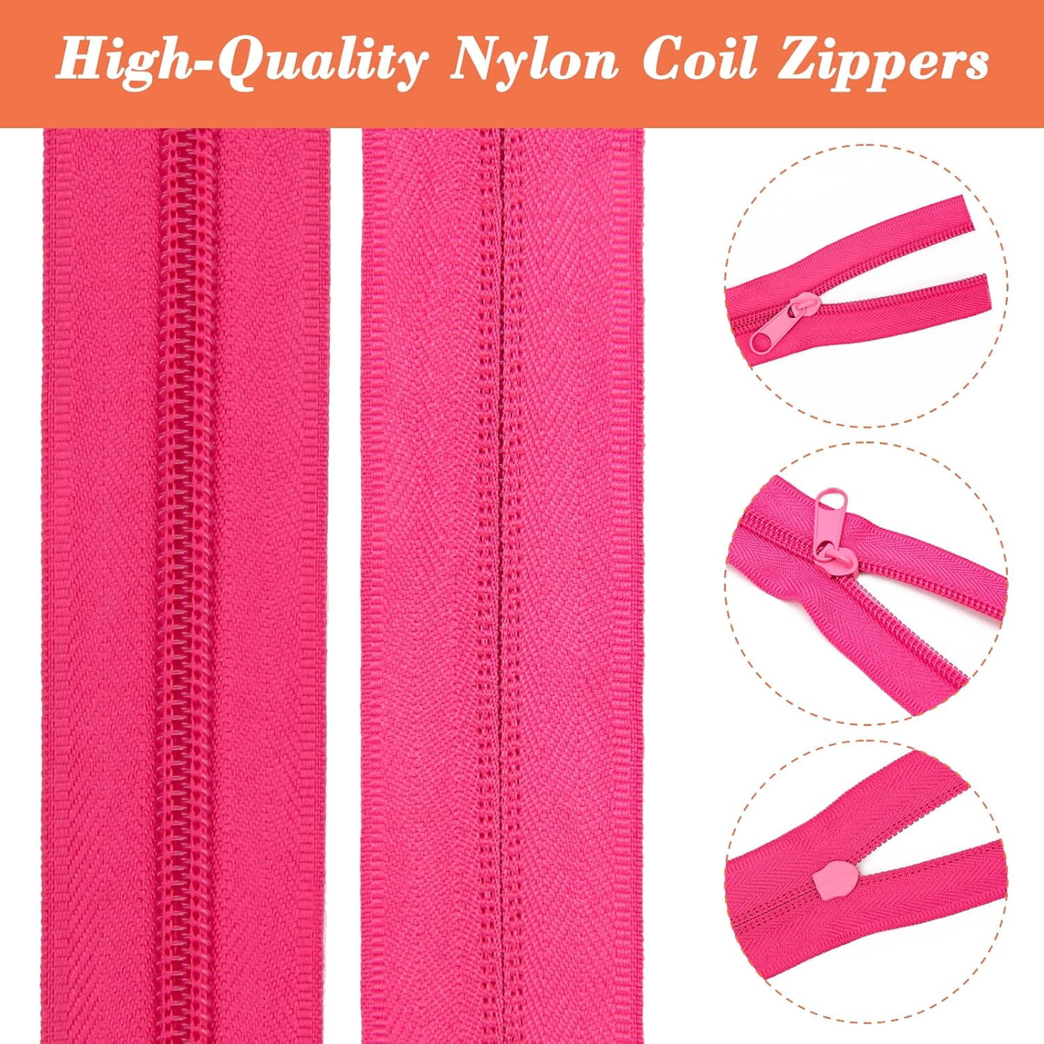 Plutput 45 Yards 15 Colors #5 Nylon Coil Zippers with 90Pcs Pull Heads, Scissor, Ruler, Assorted Lengths Sewing Zipper for DIY Sewing Crafts Zipper Tape for Craft Making Supplies Kit