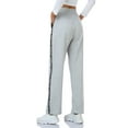 thumbnail image 4 of Women Casual Cotton Solid Drawstring Elastic Waist Long Straight Pants, 4 of 8