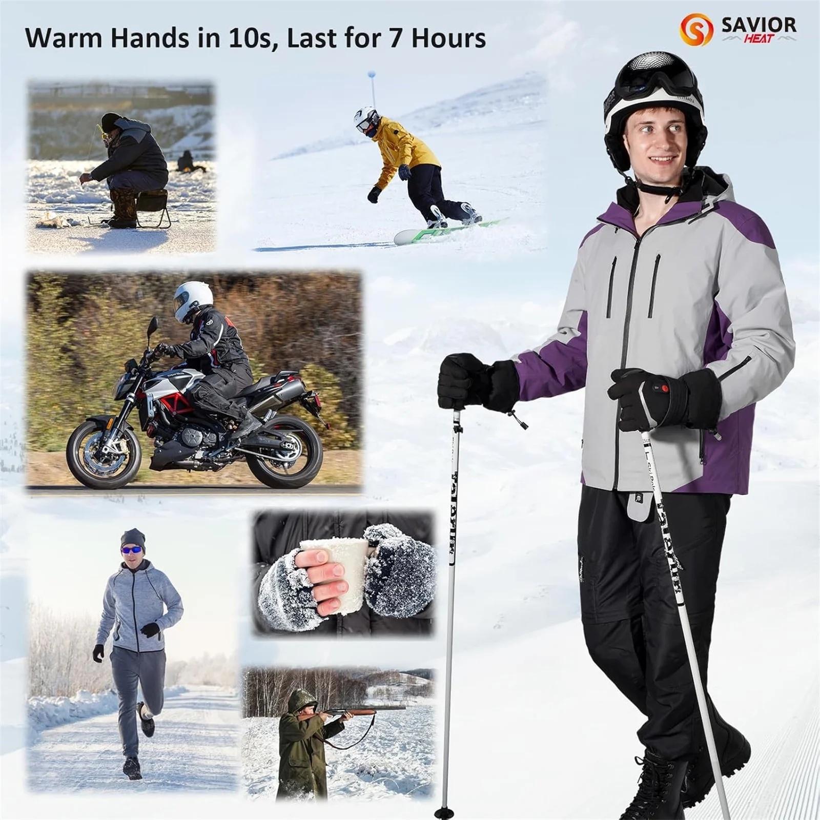 SAVIOR HEAT Heated Gloves Electric Rechargeable Battery Men Women 7.4V Heating Gloves Ski Motorcycle Work Snowboarding Hunting Hiking Camping Walking Arthritis Hands