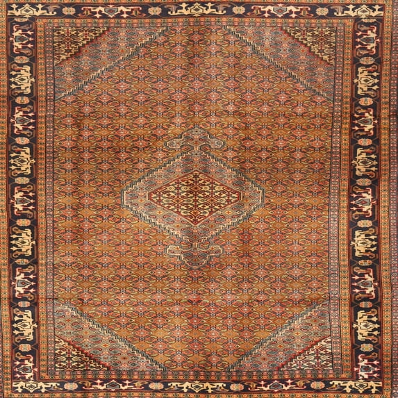 Ahgly Company Machine Washable Indoor Square Traditional Fire Brick Red Area Rugs, 4' Square