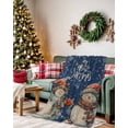 thumbnail image 2 of Christmas Flannel Blanket for Bed,Travel and Camping, Vintage Watercolor Snowflakes Snowman Blue Super Soft Cozy Blanket for All Seasons 50"x60", 2 of 6