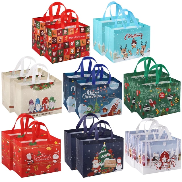 Bolsas de Regalo Navideñas PARTTELY Reutilizables Paquete de 16 32x17x25 cm