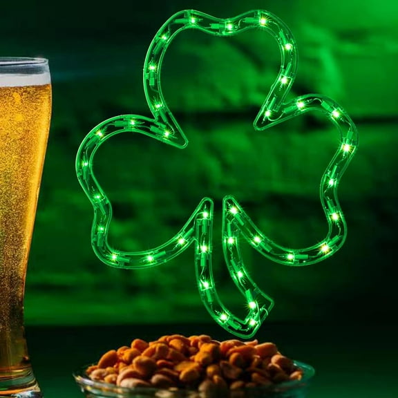 35L 16.5'' Pre-Lit Green St.Patrick's Day Irish Shamrock Window Silhouette Decoration