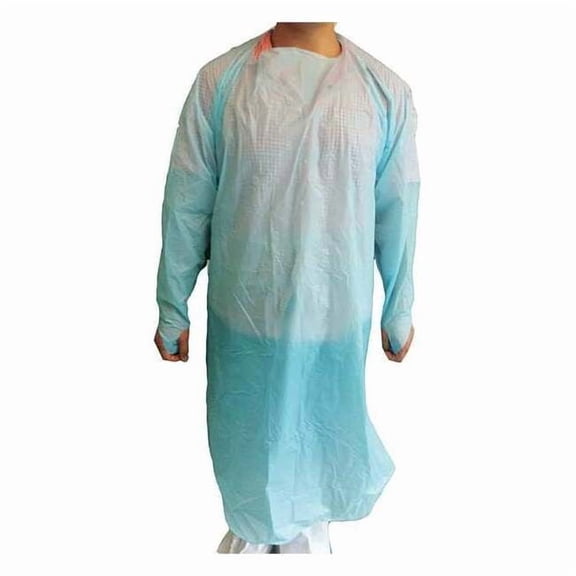 Condor Gown, Polyethylene, Welded, 17 3/4 in, Blue, Universal, 15 PK 32KF55