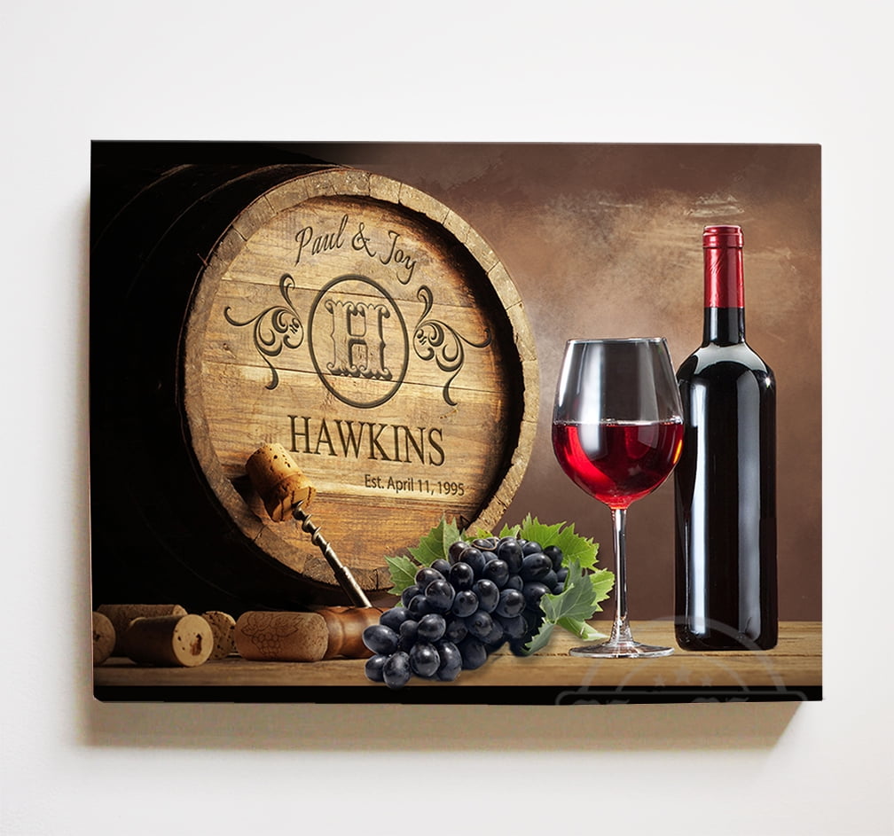 MuralMax Personalized Napa Valley Wine Barrel Canvas Wall Decor