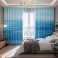 thumbnail image 2 of Blue Summer Ocean Blackout Curtains for Bedroom/Living Room, Pinch Pleated Black Out Curtains, Modern Abstract Coastal Wave Room Darkening Window Drapes with Hooks 2 Panels, 59"x70", 2 of 8
