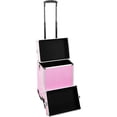 thumbnail image 2 of VER Beauty 9 in 1 Professional Aluminum Interchangeable Rolling Makeup Train Case Large Capacity Trolley Travel Storage Cosmetic Organizer Portable Extra Lid VT020 Pink Stripes, 2 of 6