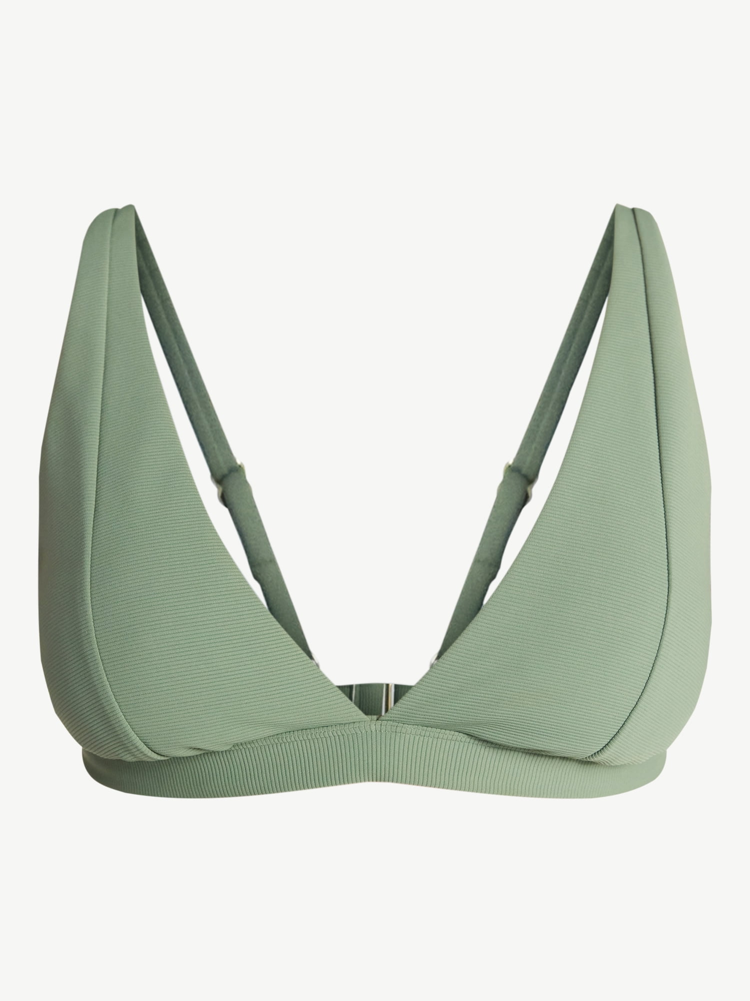 Time and Tru Women's and Women's Plus Ribbed Triangle Bikini Top, Sizes XS-3X
