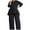 01 Black, variant on Women's Plus Size 2 Piece Sets, Full Zip Lapel Peplum Shirts Matching Wide Leg Pants Dressy Business Casual Outfits