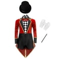 thumbnail image 1 of YiZYiF Enfants Filles Deluxe 4 Pcs Costumes Magiciens Sequins Manches Longues Justaucorps Jupes avec Accessoires Rouge 8, 1 of 6