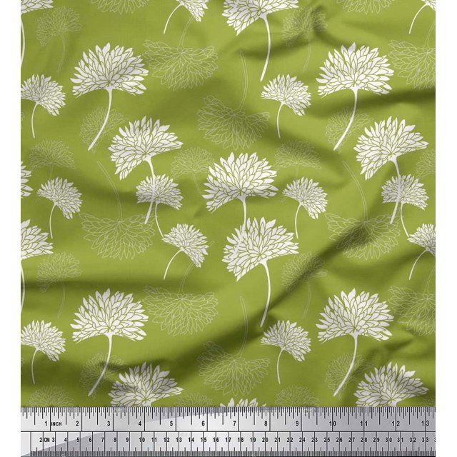 Soimoi Poly Georgette Fabric Flower Artistic Print Fabric by The Yard 52 Inch Wide