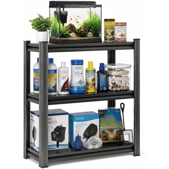 AOEIUY Aquarium Stand 1200 LBS Fish Tank Stand Heavy Duty Adjustable Shelf Metal aquarium storage shelving with adjustable tiers for turtle tanks, reptile terrariums and pet supplies organization