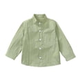 thumbnail image 2 of Kiijoy Toddler Boys Solid Long Sleeve Shirt Casual Neck Button Down Pocket Shirt, 2 of 5
