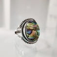 thumbnail image 3 of Natural Abalone Shell Ring, Woman's Flat Abalone Shell Ring, Birthstone, Bohemian Band, 925 Sterling Silver, Womens Ring, Christmas, Thanksgiving, Handmade, Statement Jewelry, Natural Gemstone Ring, 3 of 6