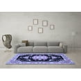 thumbnail image 3 of Ahgly Company Machine Washable Indoor Square Medallion Blue Traditional Area Rugs, 5' Square, 3 of 4