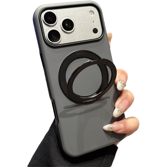 Skin Feel Touch Matte Ring Bracket Magnetic Phone Case for iPhone, Compatible with (Black,iPhone 17 Pro Max)