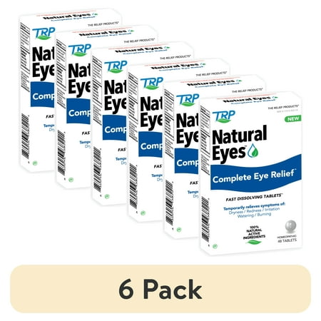 (6 pack) Natural Eyes, Complete Eye Relief, Fast Dissolving Tablets, Dryness, Redness, Irritation, Watering and Burning, 48 Count