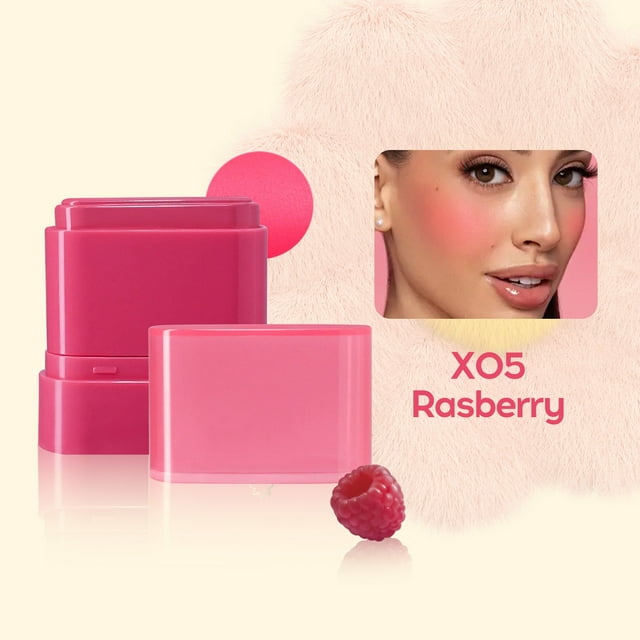 Reduce Price! WSBDENLK Flat Tube Fruit Powder Blusher Stick 2 In 1 Mouth Red Lipstick Easy To Color High Gloss Cosmetic Rouge 10g