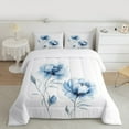 thumbnail image 2 of jejeloiu Ink Aesthetic Art Bedding Comforter Set,Retro Rustic Floral Twin Comforter Sets,Blue White Bedding Set For Kids,Ultra Soft Home Decor Reversible,2pcs, 2 of 8