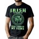 thumbnail image 1 of [Cotton St. Patrick's Day Tee] 100% Cotton, Breathable St. Patrick's Day "Irish Blood Runs Through My Veins" T-Shirt - Ideal for Outdoor Activities, Casual Wear, Sizes S-XXXL, 1 of 6