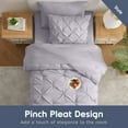 thumbnail image 6 of Virtu Twin XL Comforter Set, Bed In A Bag 5 Pc Pleated Bedding Set, Grayish Lavender, 6 of 9