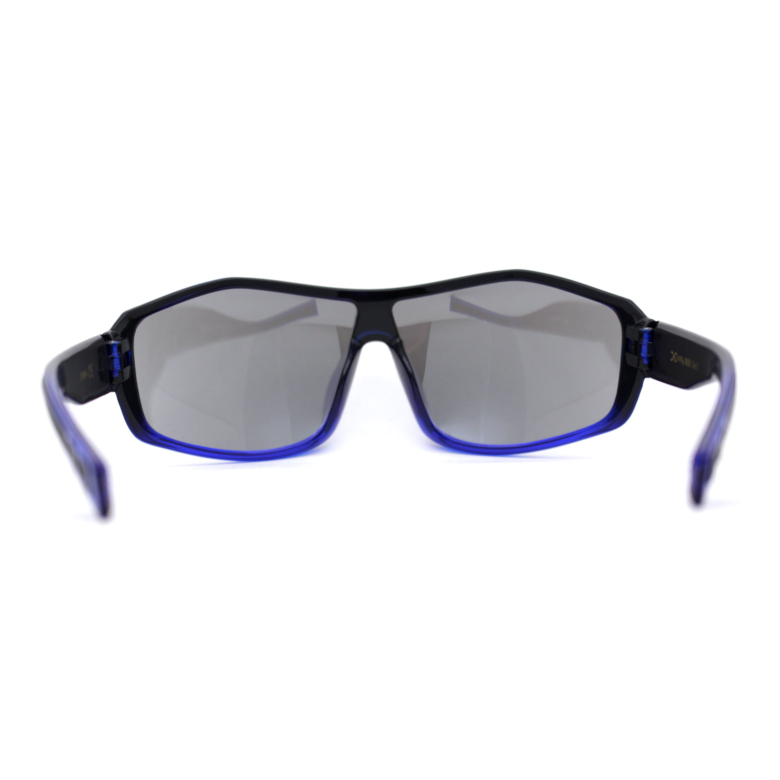Men's Xloop Black Large Sports Sunglasses Shield Wrap Mirrored Lenses UV400 2494 