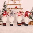 thumbnail image 3 of Cubierta de botella de vino de felpa de Navidad sin rostro anciano tejido manga rayas sombrero de comedor decoraciones gnomos Toppers Kits de decoración para fiestas Copo de nieve blanco rojo Yuarrent HA068077-01, 3 of 6