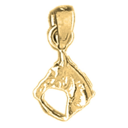 18K Yellow Gold Horse Head Pendant - 14 mm
