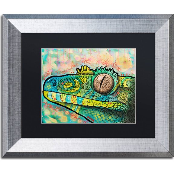 Trademark Fine Art "Gecko" Canvas Art by Dean Russo, Black Matte, Silver Frame