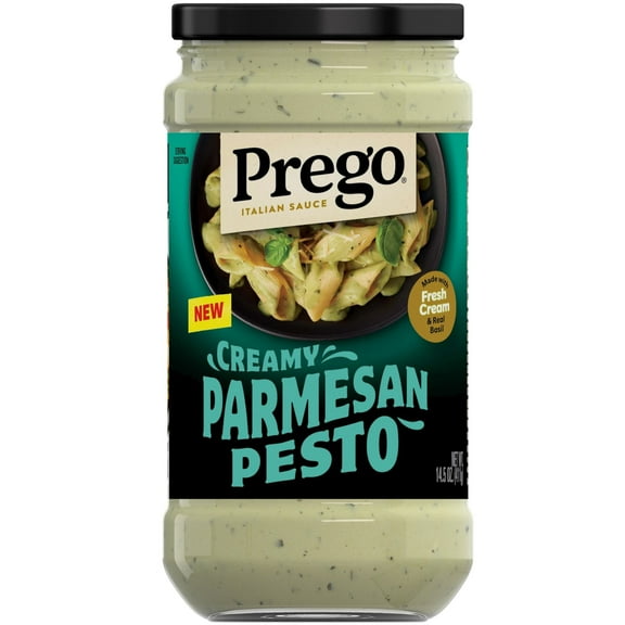 Prego Creamy Parmesan Pesto Pasta Sauce, 14.5 oz Jar, Pack of 4