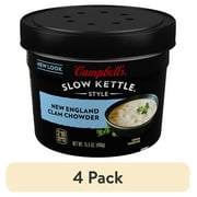 (4 pack) Campbell's Slow Kettle Style New England Clam Chowder, 15.5 oz. Tub