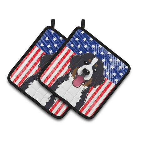 

Caroline s Treasures Flag and Bernese Mountain Dog Pair of Pot Holders