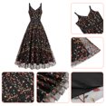 thumbnail image 4 of IBTOM CASTLE Women's 1950s Vintage Floral Embroidery Dress Flared Swing Dress Cocktail Party Wedding Dress XXL Black, 4 of 8