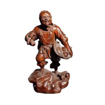 vintage wood wooden carved carving figure statue statuette fisherman sculpture fisherman  fishing old men