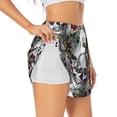 thumbnail image 3 of Lsque Skulls Roses Printed Women's Running Shorts with Liner Pockets,Elastic Quick Dry Workout Athletic Gym Yoga Shorts,Womens High Waist Shorts-X-Large, 3 of 9