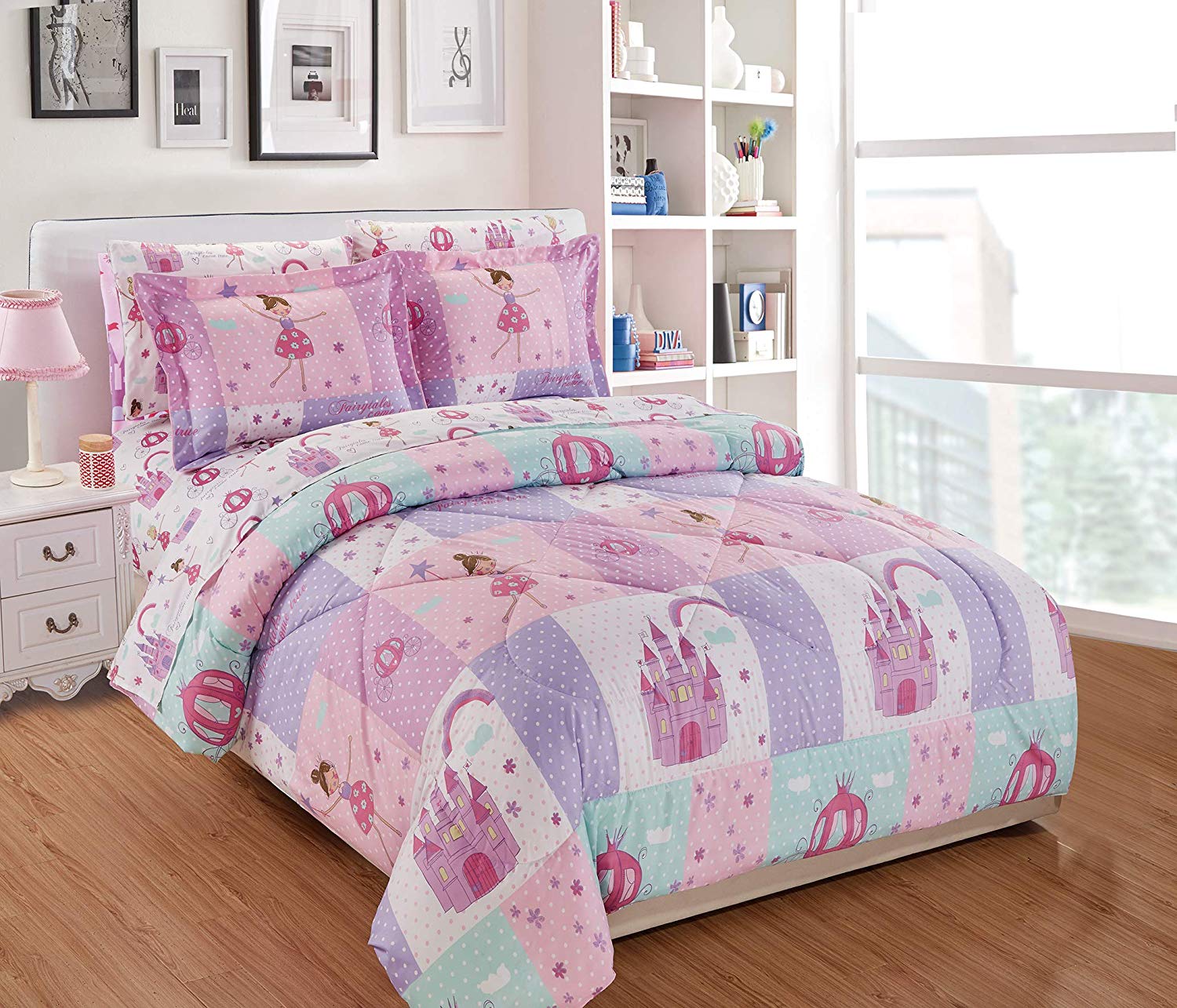 girls pink comforter set