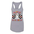 thumbnail image 2 of Wild Bobby Hippie Halloween Ghost Bats Stars Halloween Pink Orange Purple Halloween Halloween Women Racerback Tank Top, Heather Grey, X-Large, 2 of 6