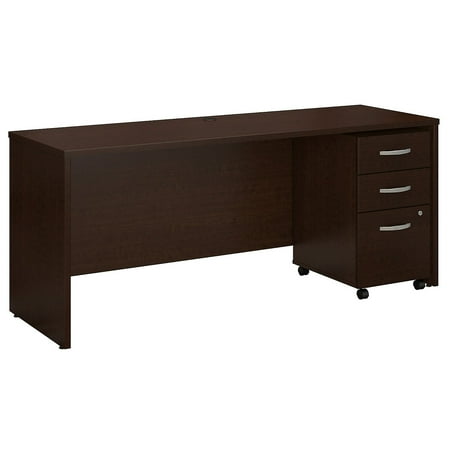 UPC: 0042976520731 | Bush Business Furniture 72 x 24 in. Series C Office Desk with Mobile File Cabinet – Mocha Cherry