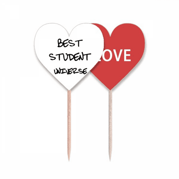 Best Student Universe Student Quote Toothpick Flag LOVE Heart Lable Cupcake Pick