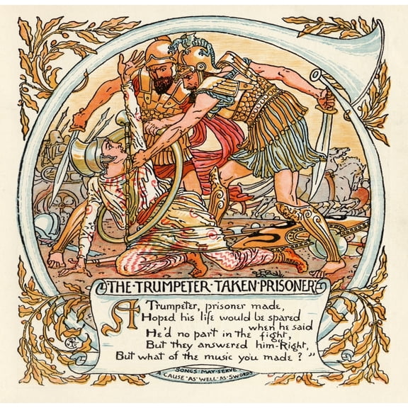 Posterazzi DPI1855451 The Trumpeter Taken Prisoner From The Book Babys Own Aesop by Walter Crane Published C1920 Poster Print, 14 x 14