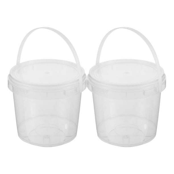 contenedores transparentes para alimentos con tapa, ideales para juguetes y comida. Cubo redondo portátil con asa para uso doméstico y exterior.