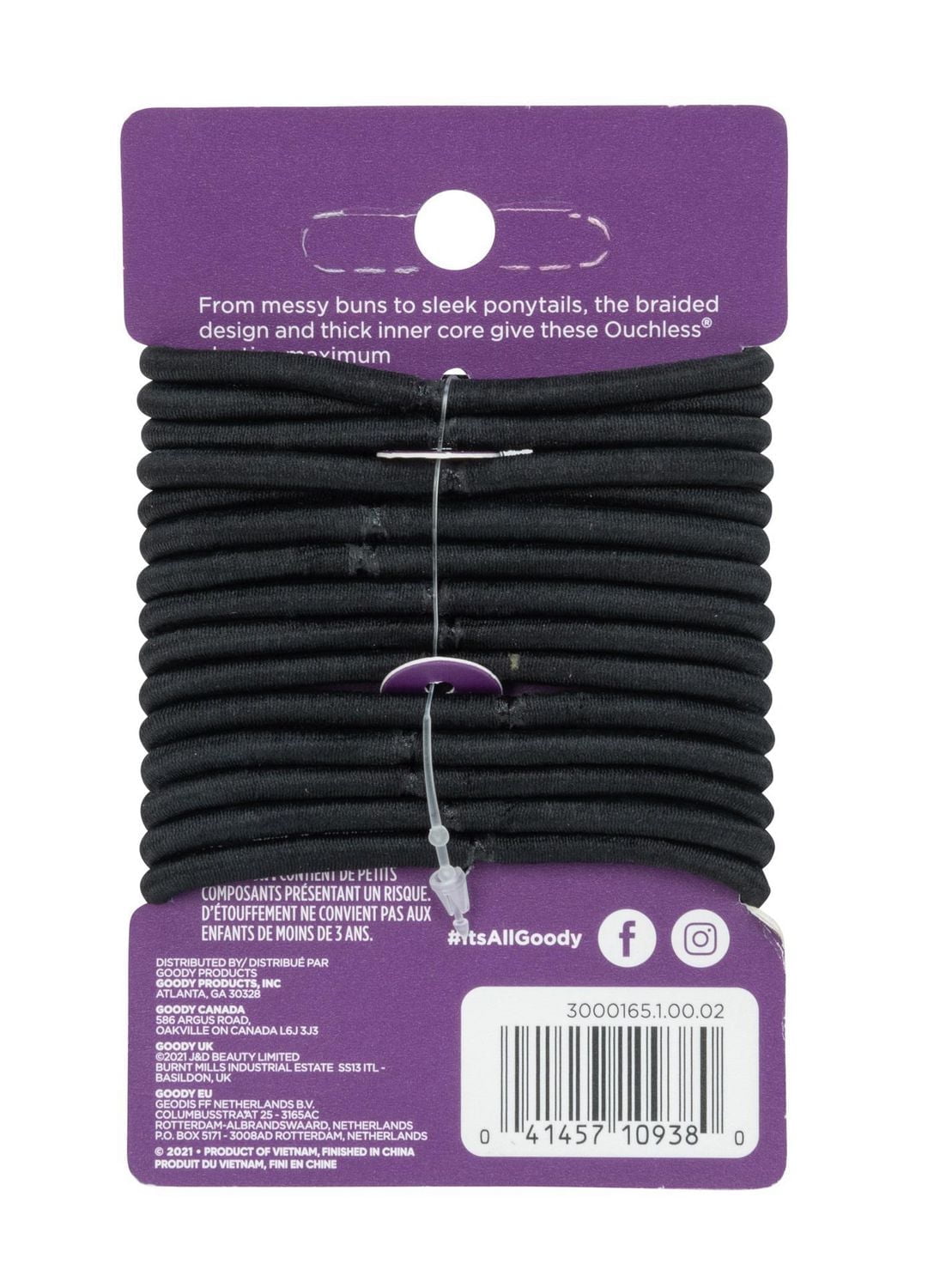 Goody Ouchless® Elastiques noirs sans dommage - 15Ct Goody Elastiques noirs